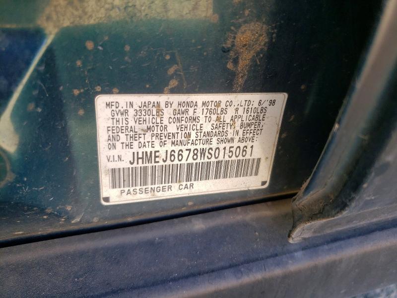 Продажа на аукционе авто 1998 Honda Civic, vin: JHMEJ6678WS015061, номер лота: 64168526