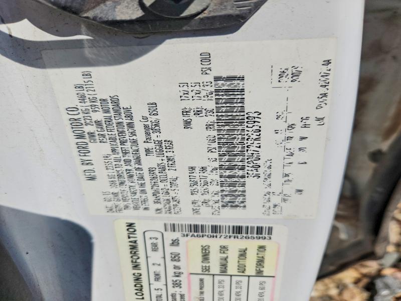 2015 Ford Fusion მანქანა იყიდება აუქციონზე, vin: 3FA6P0H72FR265993, აუქციონის ნომერი: 67034166