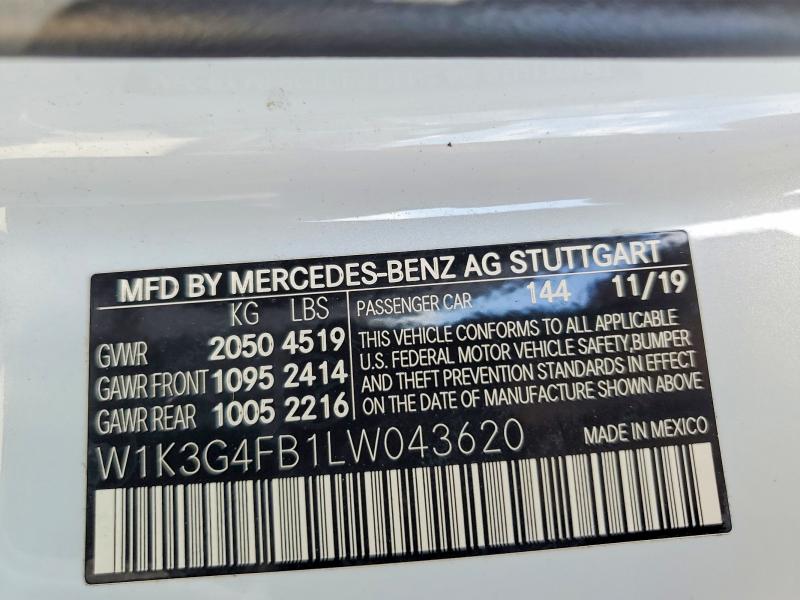 Aukcja sprzedaży 2020 Mercedes-benz A, vin: W1K3G4FB1LW043620, numer aukcji: 64459716