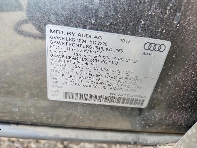 64666866 :رقم المزاد ، WA1JCCFS7JR015589 vin ، 2018 Audi Q3 مزاد بيع
