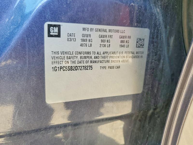 Продажа на аукционе авто 2013 Chevrolet Cruze, vin: 1G1PC5SB2D7278275, номер лота: 63754036
