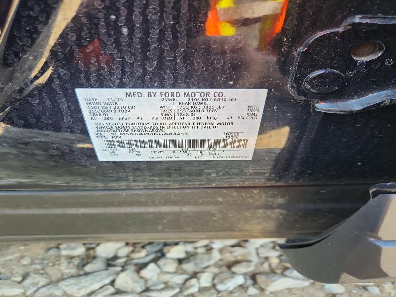 64941036 :رقم المزاد ، 1FM5K8AW3SGA84211 vin ، 2025 Ford Explorer مزاد بيع