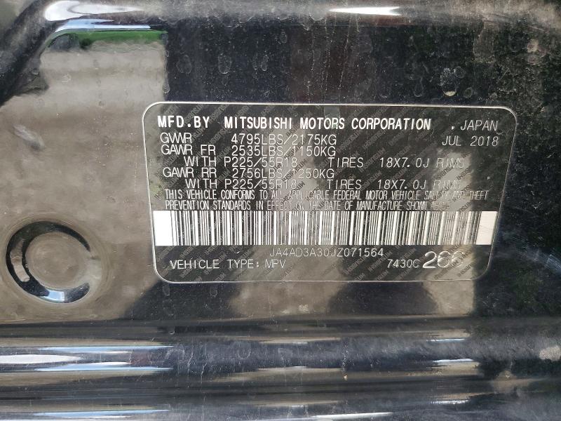 Продажа на аукционе авто 2018 Mitsubishi Outlander, vin: JA4AD3A30JZ071564, номер лота: 65487236