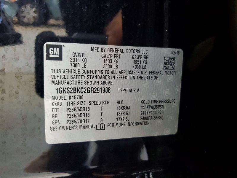 Aukcja sprzedaży 2016 Gmc Yukon, vin: 1GKS2BKC2GR291908, numer aukcji: 65088256