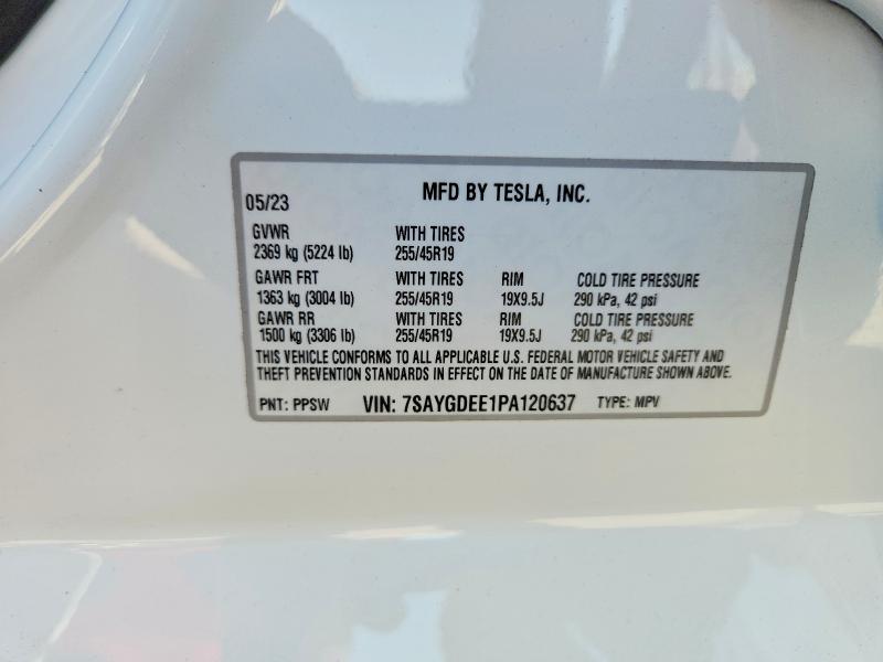 Aukcja sprzedaży 2023 Tesla Model Y, vin: 7SAYGDEE1PA120637, numer aukcji: 65465326