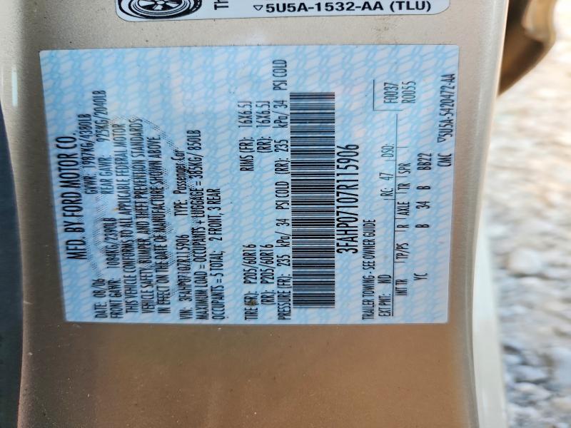 Продажа на аукционе авто 2007 Ford Fusion, vin: 3FAHP07107R115906, номер лота: 63921886