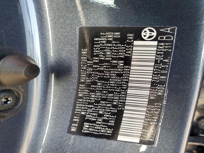 Продаж на аукціоні авто 2019 Toyota Corolla, vin: 5YFBURHE4KP890089, номер лоту: 65034176