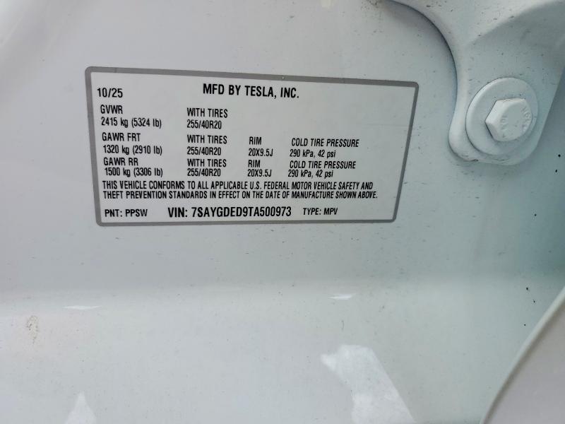 Aukcja sprzedaży 2026 Tesla Model Y, vin: 7SAYGDED9TA500973, numer aukcji: 65089046