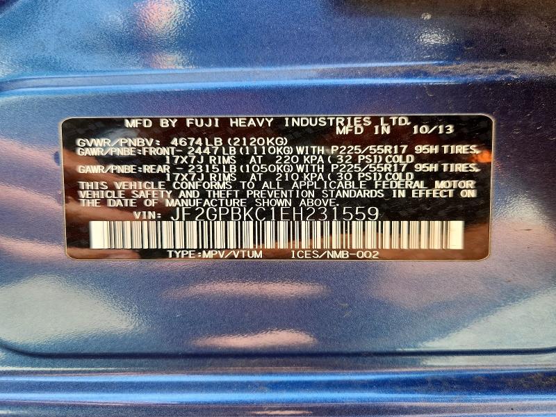 Продажа на аукционе авто 2014 Subaru Xv Crosstrek, vin: JF2GPBKC1EH231559, номер лота: 65418816