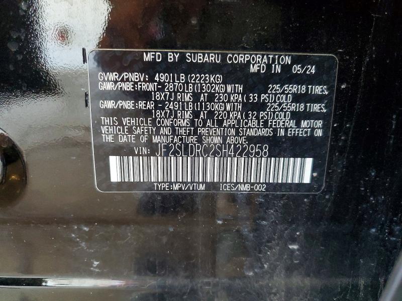 Продажа на аукционе авто 2025 Subaru Forester, vin: JF2SLDRC2SH422958, номер лота: 63730216