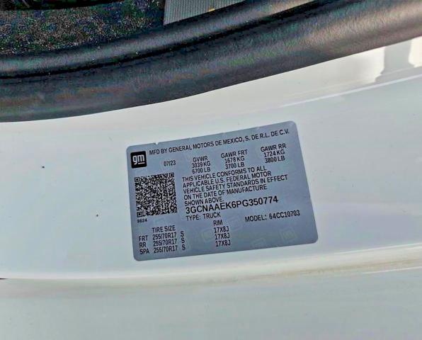 Продажа на аукционе авто 2023 Chevrolet Silverado, vin: 3GCNAAEK6PG350774, номер лота: 64540656