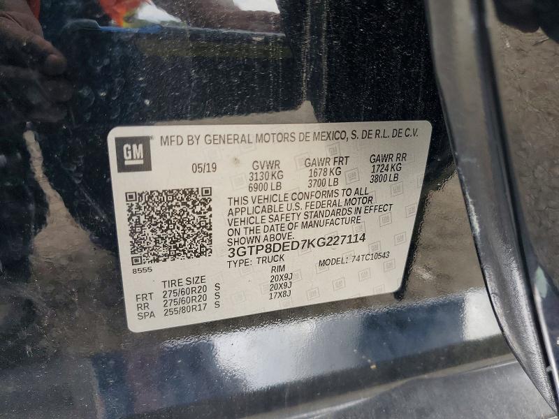 Aukcja sprzedaży 2019 Gmc Sierra, vin: 3GTP8DED7KG227114, numer aukcji: 66360026