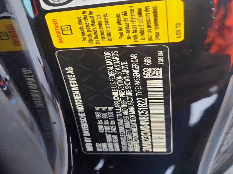 Aukcja sprzedaży 2022 Bmw 230i, vin: 3MW23CM04N8C51822, numer aukcji: 63409796
