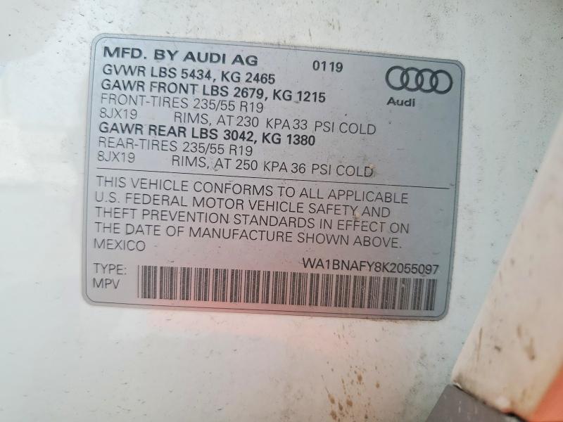 Aukcja sprzedaży 2019 Audi Q5, vin: WA1BNAFY8K2055097, numer aukcji: 65038596