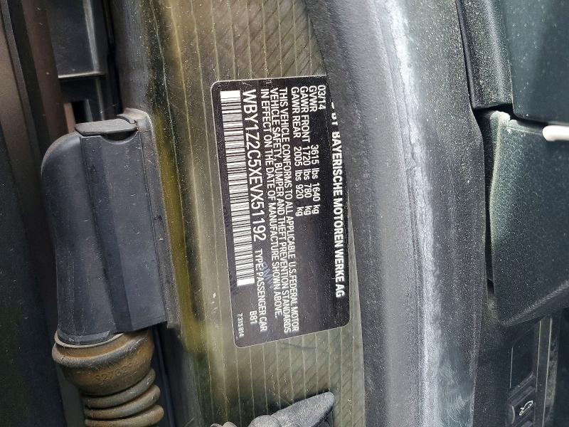 Aukcja sprzedaży 2014 Bmw I3, vin: WBY1Z2C5XEVX51192, numer aukcji: 65878456