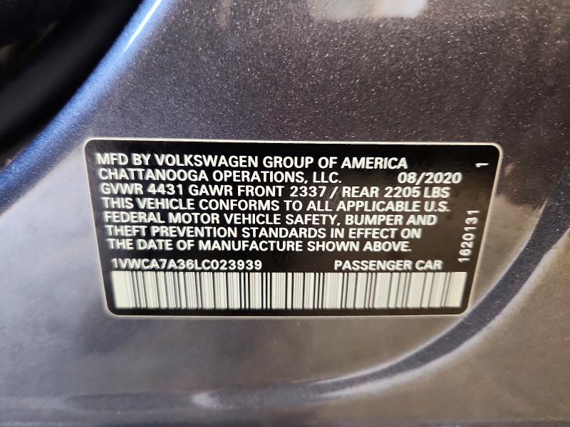 Aukcja sprzedaży 2020 Volkswagen Passat, vin: 1VWCA7A36LC023939, numer aukcji: 66016616