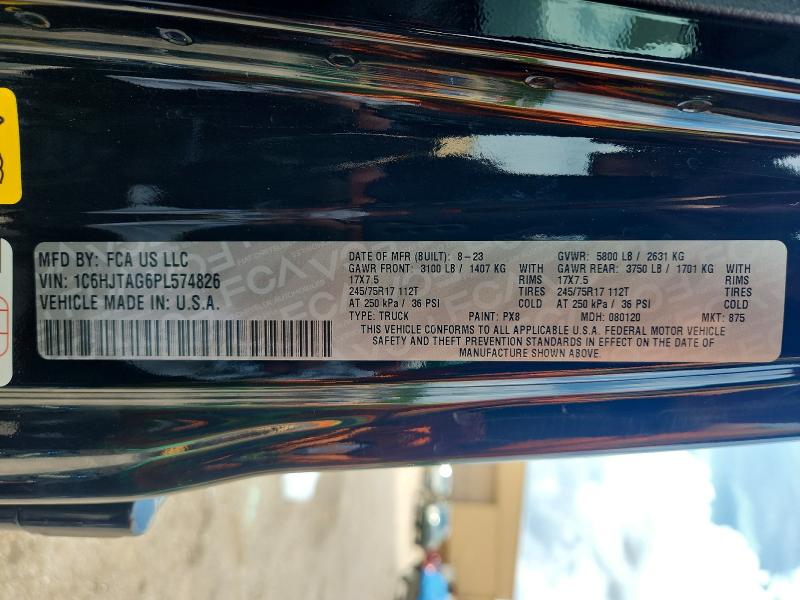 Продажа на аукционе авто 2023 Jeep Gladiator, vin: 1C6HJTAG6PL574826, номер лота: 63850116