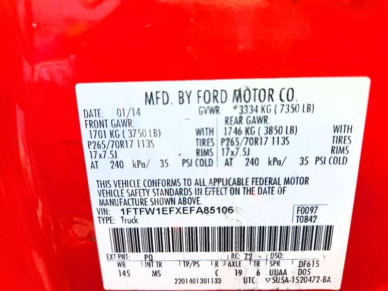 Aukcja sprzedaży 2014 Ford F150, vin: 1FTFW1EFXEFA85106, numer aukcji: 65673496