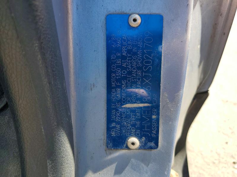 1988 Honda Civic მანქანა იყიდება აუქციონზე, vin: JHMED836XJS021709, აუქციონის ნომერი: 67079766