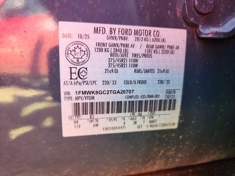 Продаж на аукціоні авто 2026 Ford Explorer, vin: 1FMWK8GC2TGA26707, номер лоту: 65688276