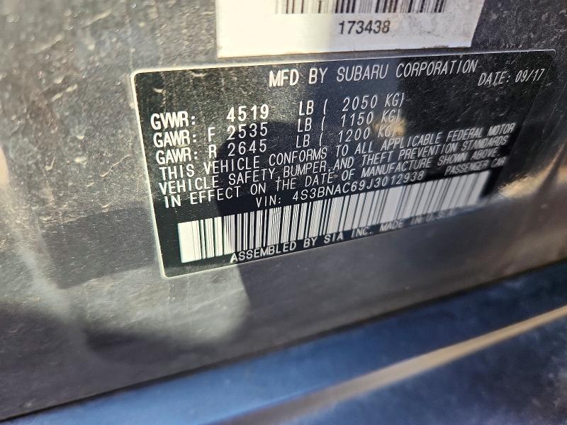 Aukcja sprzedaży 2018 Subaru Legacy, vin: 4S3BNAC69J3012938, numer aukcji: 65331166