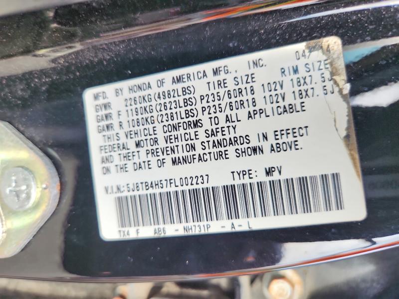 Продажа на аукционе авто 2015 Acura Rdx, vin: 5J8TB4H57FL002237, номер лота: 67315056