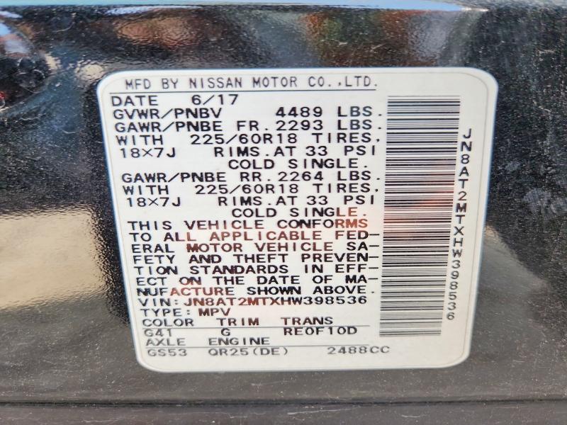 Aukcja sprzedaży 2017 Nissan Rogue, vin: JN8AT2MTXHW398536, numer aukcji: 63924256