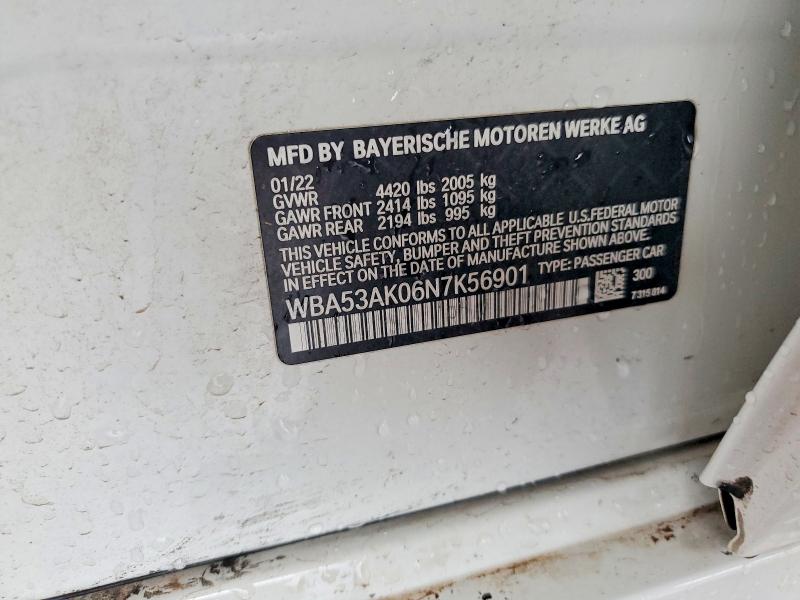 2022 Bmw 228i მანქანა იყიდება აუქციონზე, vin: WBA53AK06N7K56901, აუქციონის ნომერი: 67198356