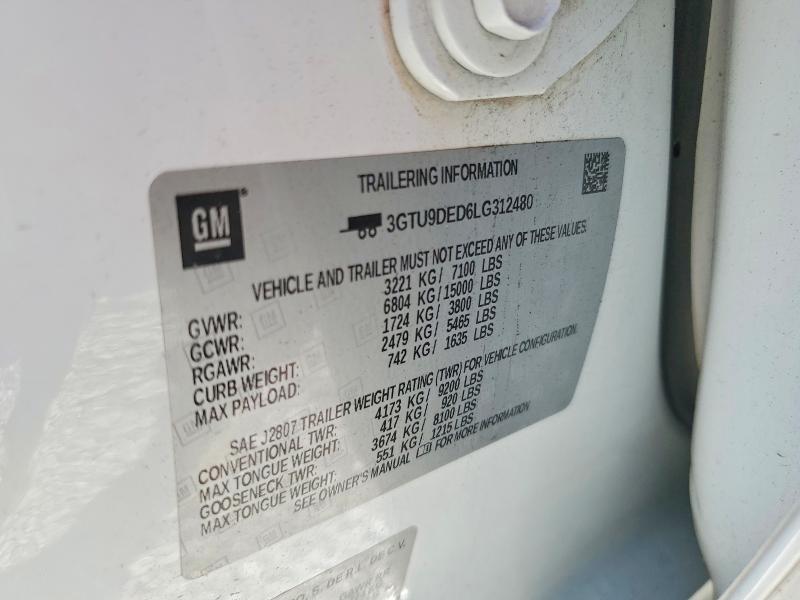 Aukcja sprzedaży 2020 Gmc Sierra, vin: 3GTU9DED6LG312480, numer aukcji: 66977116