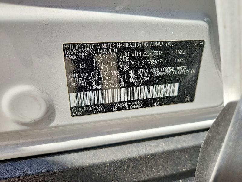 Продаж на аукціоні авто 2024 Toyota Rav4 Hybrid, vin: 2T3RWRFV4RW235801, номер лоту: 65119906