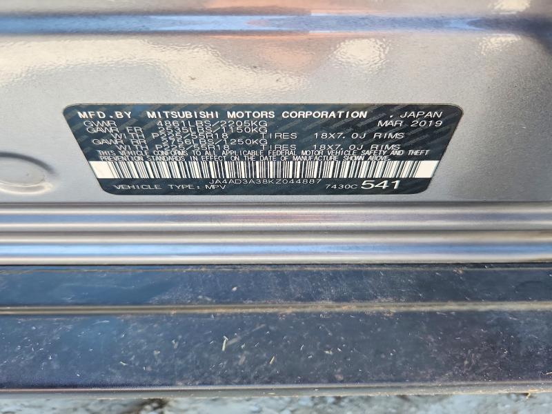 2019 Mitsubishi Outlander მანქანა იყიდება აუქციონზე, vin: JA4AD3A38KZ044887, აუქციონის ნომერი: 65726306