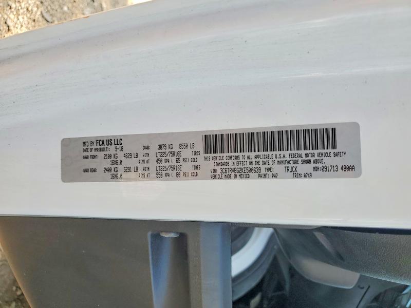 63410446 :رقم المزاد ، 3C6TRVBG2KE500639 vin ، 2019 Ram Promaster 1500 مزاد بيع