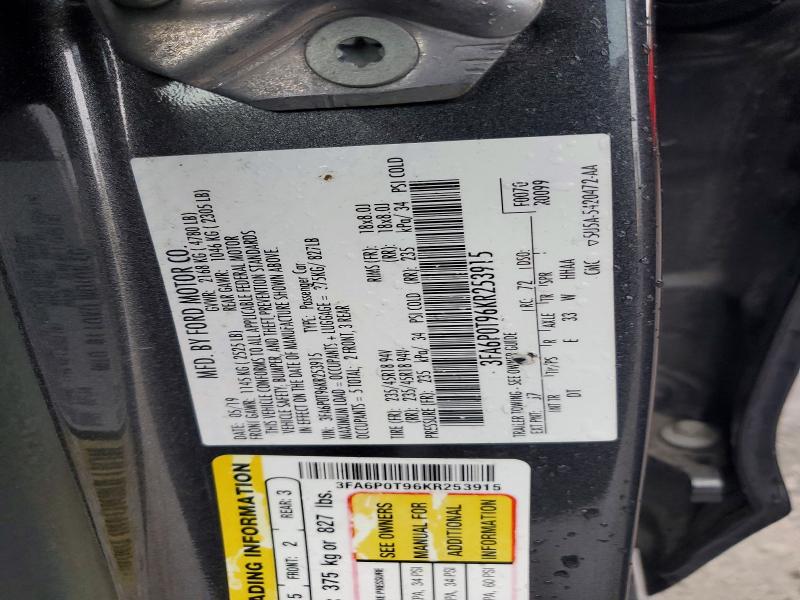 Aukcja sprzedaży 2019 Ford Fusion, vin: 3FA6P0T96KR253915, numer aukcji: 63442566