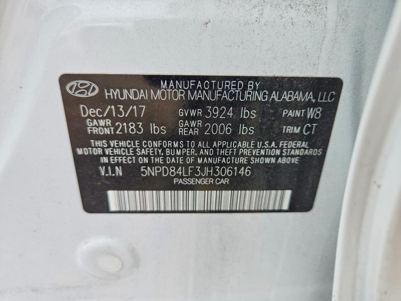 Продаж на аукціоні авто 2018 Hyundai Elantra, vin: 5NPD84LF3JH306146, номер лоту: 65800296