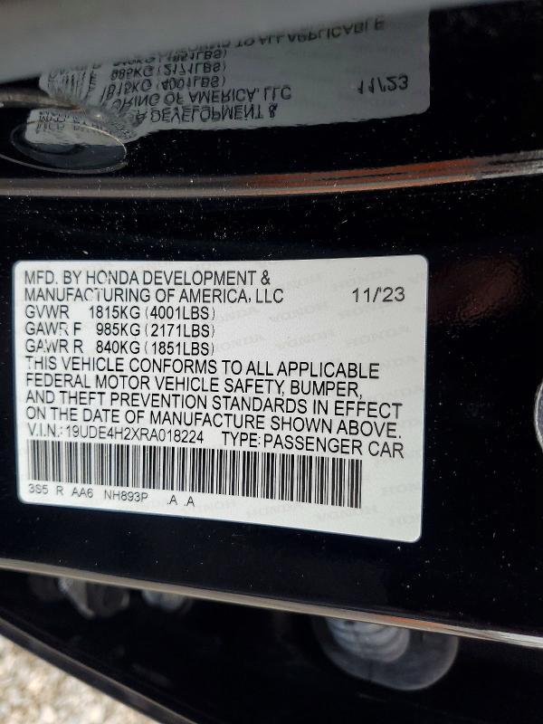 65511766 :رقم المزاد ، 19UDE4H2XRA018224 vin ، 2024 Acura Integra مزاد بيع