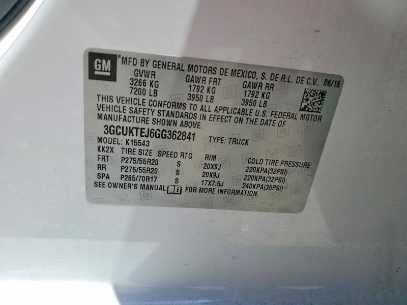 2016 Chevrolet Silverado მანქანა იყიდება აუქციონზე, vin: 3GCUKTEJ6GG362841, აუქციონის ნომერი: 65534066