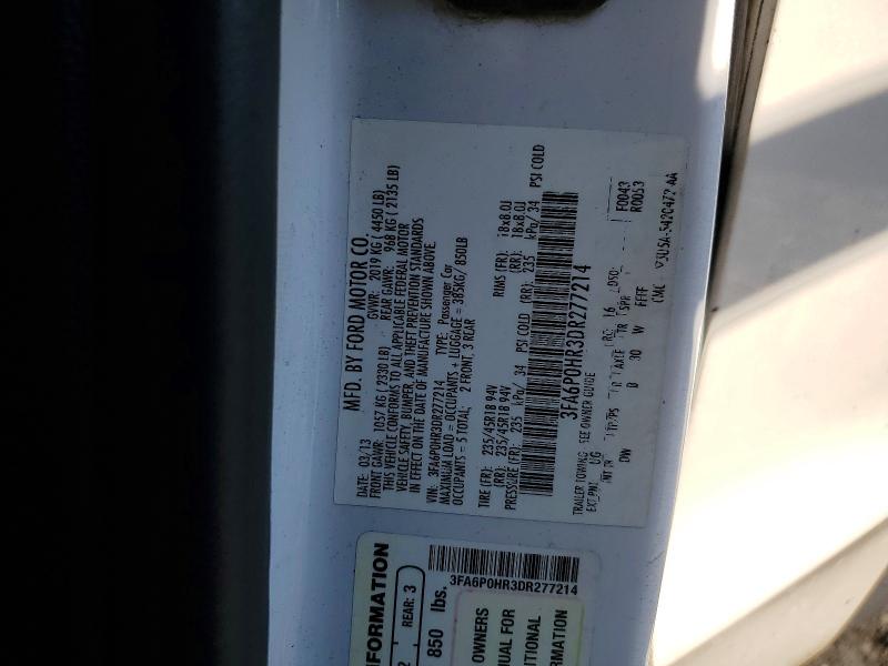 Продаж на аукціоні авто 2013 Ford Fusion, vin: 3FA6P0HR3DR277214, номер лоту: 63693866