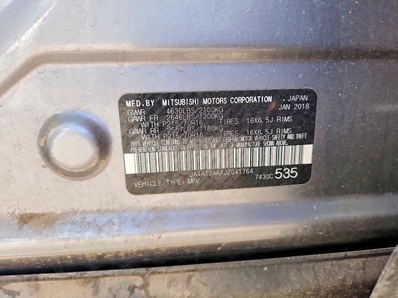66527936 :رقم المزاد ، JA4AT3AAXJZ041764 vin ، 2018 Mitsubishi Eclipse Cross مزاد بيع
