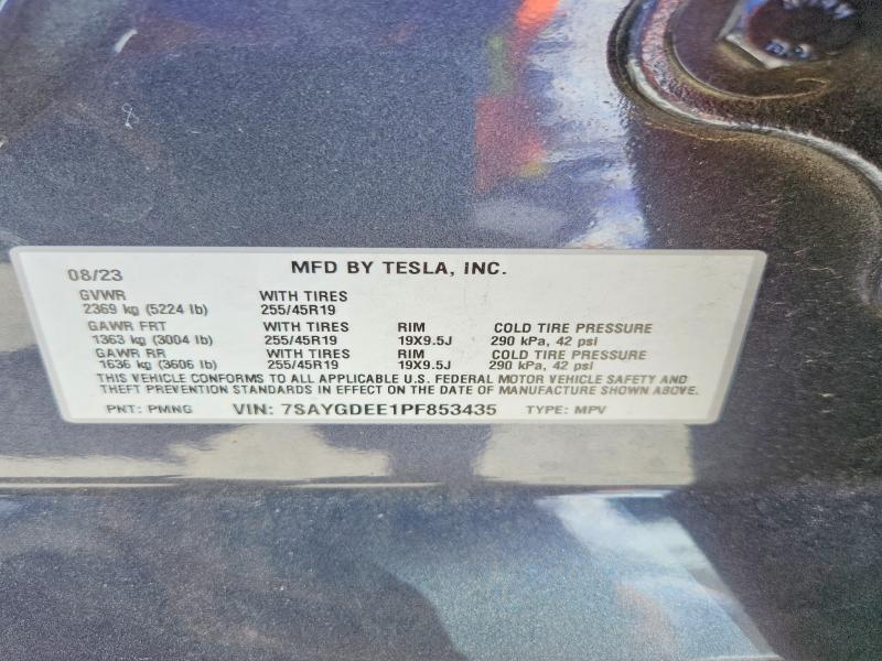 64055306 :رقم المزاد ، 7SAYGDEE1PF853435 vin ، 2023 Tesla Model Y مزاد بيع
