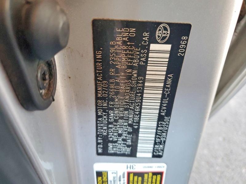 Auction sale of the 2009 Toyota Camry, vin: 4T1BE46K59U413849, lot number: 65208186