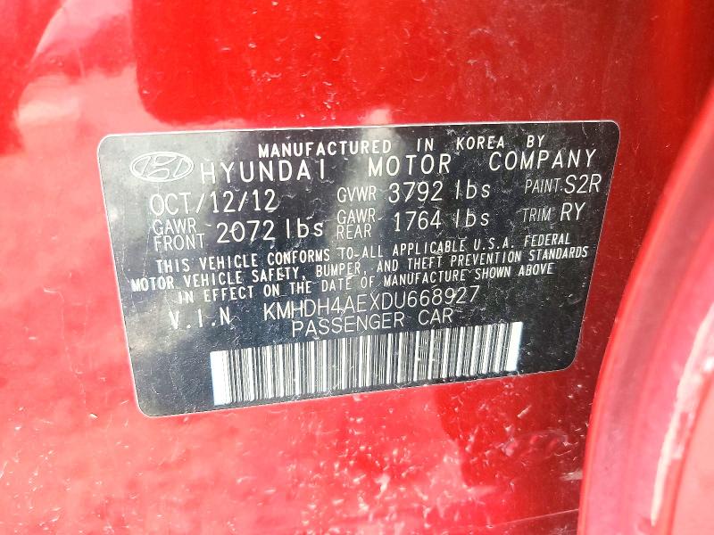 Aukcja sprzedaży 2013 Hyundai Elantra, vin: KMHDH4AEXDU668927, numer aukcji: 67067156