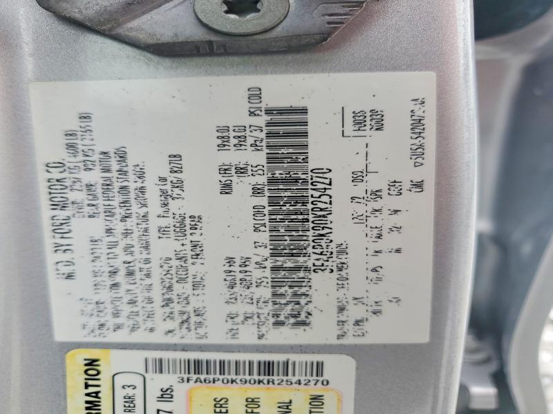63865376 :رقم المزاد ، 3FA6P0K90KR254270 vin ، 2019 Ford Fusion مزاد بيع