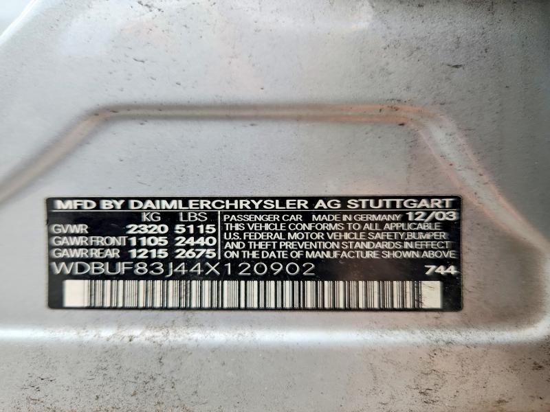 2004 Mercedes-benz E მანქანა იყიდება აუქციონზე, vin: WDBUF83J44X120902, აუქციონის ნომერი: 66686646