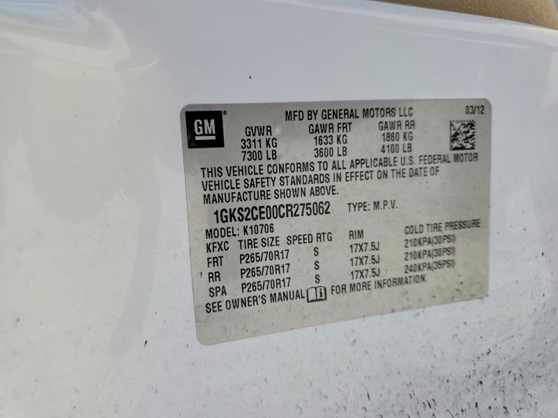Aukcja sprzedaży 2012 Gmc Yukon, vin: 1GKS2CE00CR275062, numer aukcji: 63313276