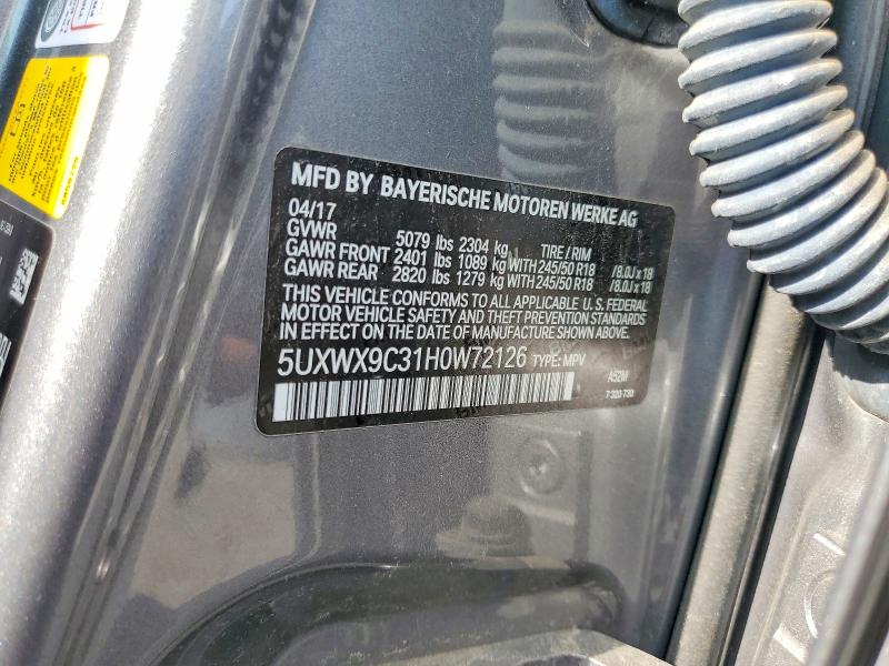 Aukcja sprzedaży 2017 Bmw X3, vin: 5UXWX9C31H0W72126, numer aukcji: 65343606