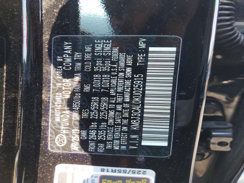 Aukcja sprzedaży 2019 Hyundai Tucson, vin: KM8J3CAL0KU025915, numer aukcji: 64579896