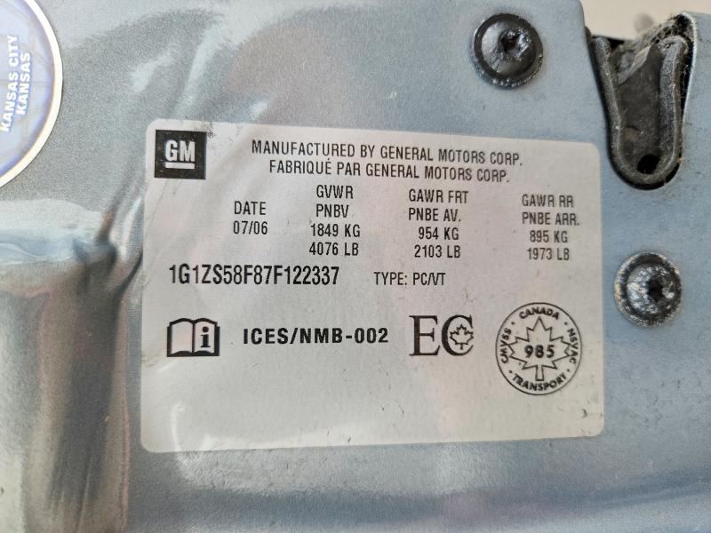 66209506 :رقم المزاد ، 1G1ZS58F87F122337 vin ، 2007 Chevrolet Malibu مزاد بيع