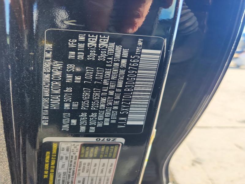 66706976 :رقم المزاد ، 5XYZTDLB3DG097665 vin ، 2013 Hyundai Santa Fe Sport مزاد بيع
