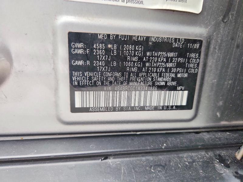 64680416 :رقم المزاد ، 4S4BRCGC1A3341886 vin ، 2010 Subaru Outback مزاد بيع