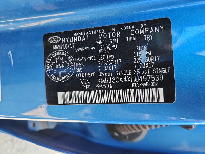 Продажа на аукционе авто 2017 Hyundai Tucson, vin: KM8J3CA4XHU497539, номер лота: 64489856